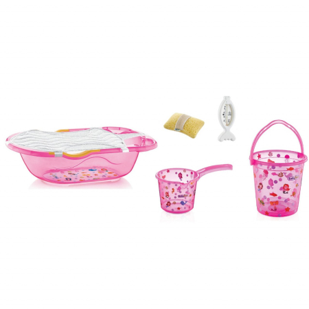 Cadite si accesorii pentru baie - Set cadita de baie cu 6 piese BabyJem (Culoare: Roz)