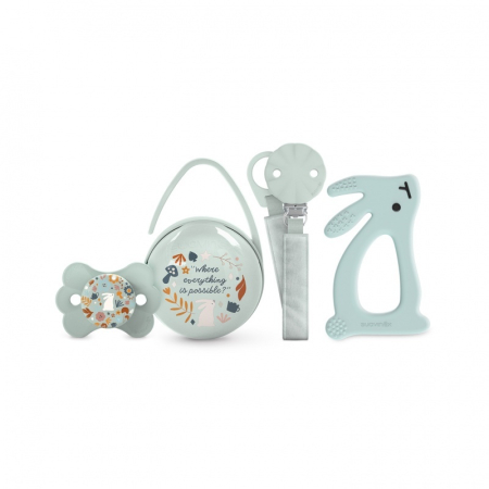 Suzete, biberoane si accesorii - Set cadou Wonderland, albastru, Suavinex