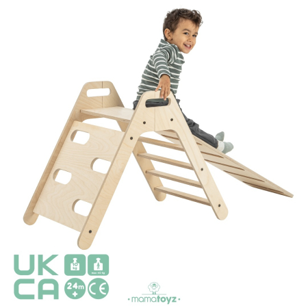 Mobilier camera copiilor - Set de cățărat Montessori cu tobogan Pikko, MamaToyz