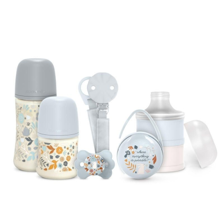 Suzete, biberoane si accesorii - Set de start WONDERLAND 6 piese, albastru, Suavinex