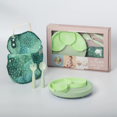 Alte accesorii hranire - Set diversificare hrana bebelusi Miniware Mini Sous Chef 100% din materiale naturale biodegradabile, 6 piese, Hot succulent