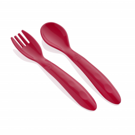 Alte accesorii hranire - Set lingurita si furculita BabyJem (Culoare: Roz)