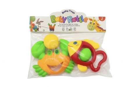 Articole puericultura - Set Zornaitoare Colorate pentru Bebelusi, 2 Bucati, 24x22 cm, Jucarii Dentitie si Dezvoltare, 3+