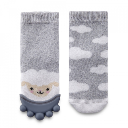 Jucarii dentitie - Sosete cu accesoriu dentitie BabyJem Teether Socks (Culoare: Gri)
