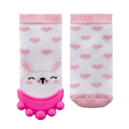 Jucarii dentitie - Sosete cu accesoriu dentitie BabyJem Teether Socks (Culoare: Roz)