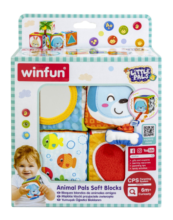 Joacă & Tummy Time - WINFUN SET 4 CUBURI STIVUIBILE DIN MATERIAL TEXTIL