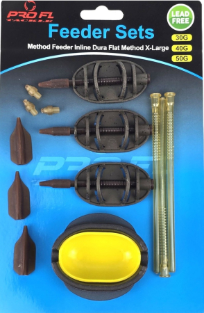 Echipament Complet Pentru Pescuit la Feeder - Set Momitoare Method Feeder Inline Dura Flat PRO FL X-Large 60g-70g-80g | PRO FL