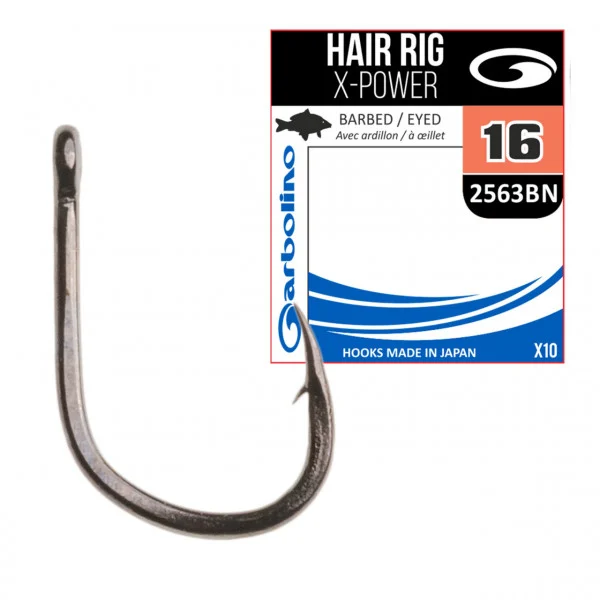 Carlige pescuit feeder - Carlige Garbolino Nr.14 Hair Rig X-Power 2563 Black Nickel 10buc
