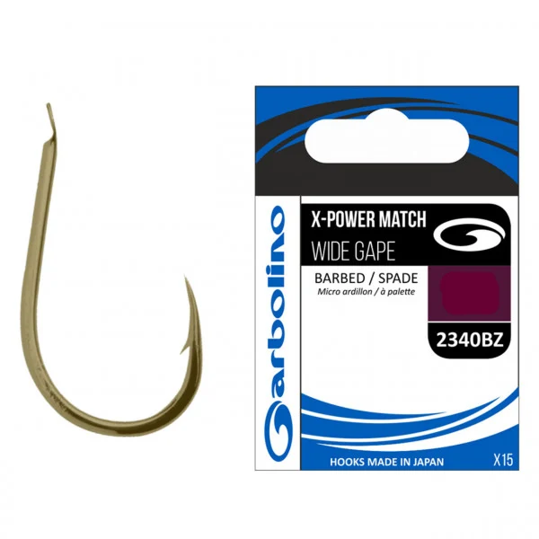 Carlige pescuit feeder - Carlige Garbolino X-Power Match Wide Gape 2340BZ – 15buc pentru feeder si match