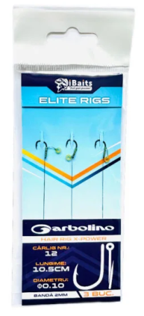 Echipament Complet Pentru Pescuit la Feeder - Cârlige Legate iBaits Elite Rigs nr.12 cu Bandă 2mm – 3 buc