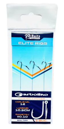 Echipament Complet Pentru Pescuit la Feeder - Cârlige Legate iBaits Elite Rigs nr.12 Spin 7mm – 3 buc