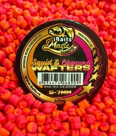 Nade si momeli pentru pescuit la feeder - iBaits Magic Bands Wafters 5&7mm Squid & Căpșună