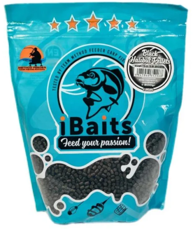 Echipament Complet Pentru Pescuit la Feeder - Pelete iBaits Premium Black Halibut Pellets 4mm 800g