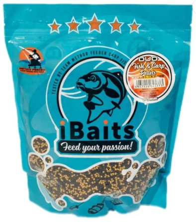 Echipament Complet Pentru Pescuit la Feeder - Pelete iBaits Premium Duo Fish & Carp 2-3mm 800g