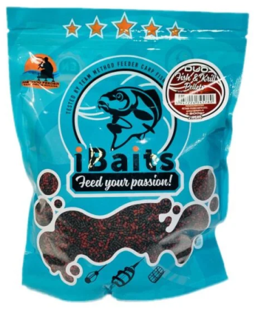 Echipament Complet Pentru Pescuit la Feeder - Pelete iBaits Premium Duo Fish & Krill Pellets 2mm 800g