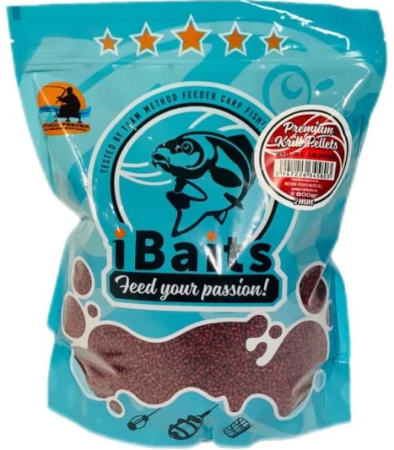 Echipament Complet Pentru Pescuit la Feeder - Pelete iBaits Premium Krill Pellets 2mm 800g