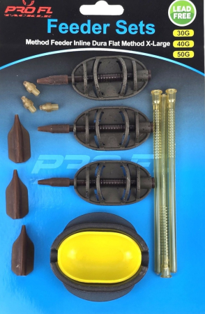 Echipament Complet Pentru Pescuit la Feeder - Set Momitoare Method Feeder Inline Dura Flat X-Large 30g-40g-50g | PRO FL