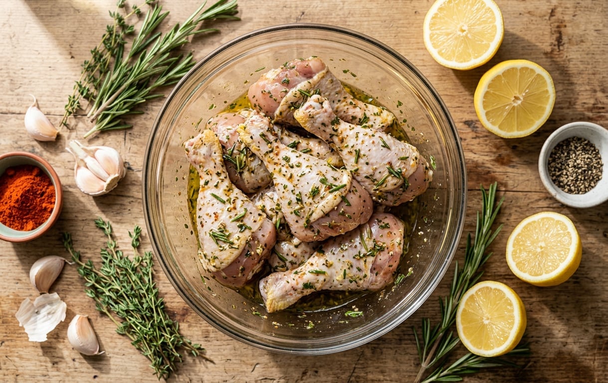 Marinadă și baiț pentru pulpe de pui la cuptor: secrete pentru carne fragedă și aromată