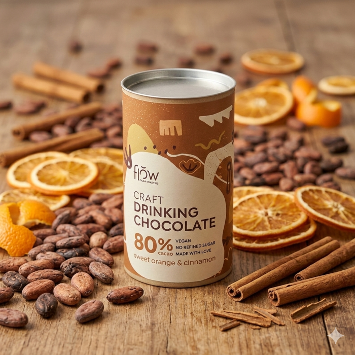 Ciocolată de băut artizanală cu 80% cacao, portocală și scorțișoară – Flow Cacao [2]