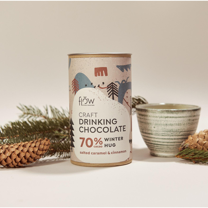 Ciocolată de băut artizanală Flow 70% cacao cu caramel sărat și scorțișoară – ediție de iarnă Winter Hug [1]