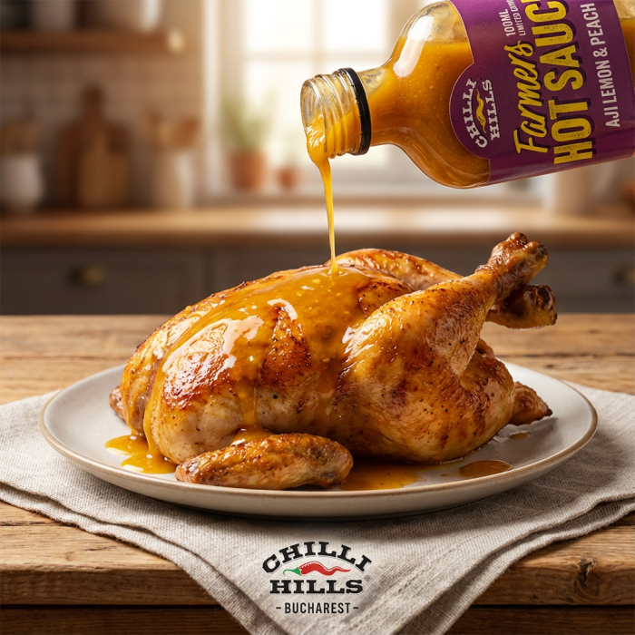 Sos picant Farmers cu ardei Aji Lemon și piersici – Chilli Hills [3]