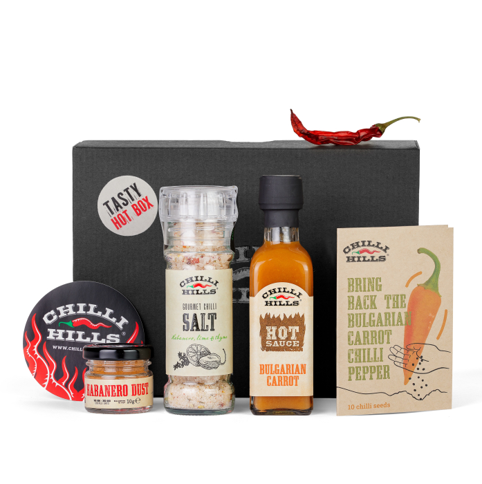 Cutie cadou Tasty Hot Box cu sosuri picante echilibrate – Chilli Hills [1]