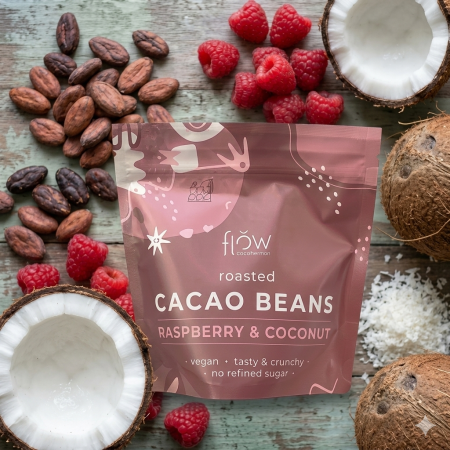Boabe de cacao prăjite cu zmeură și cocos – Flow Cacao [1]