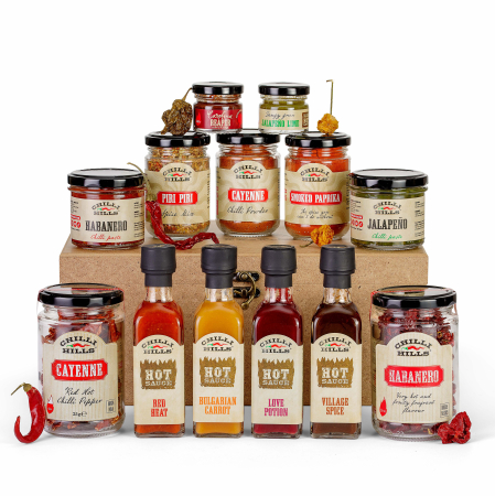 Seturi Cadou - Pandora Chilli Box – cutie cadou cu selecție variată de produse picante – Chilli Hills