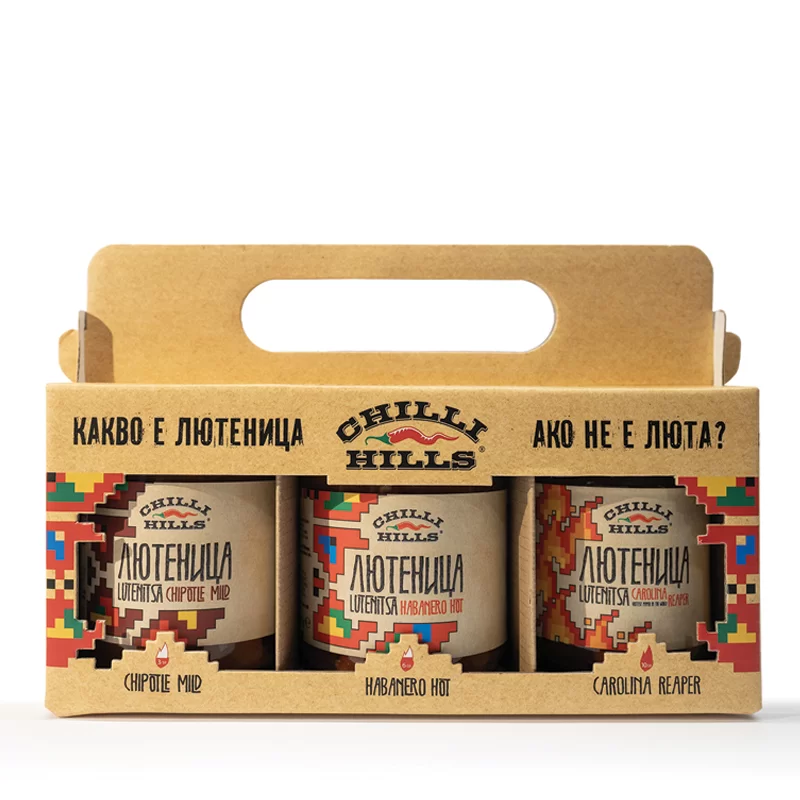 Seturi Cadou - Set trio zacuscă artizanală picantă RevoLUTENITSA – Chilli Hills