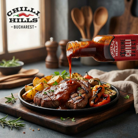 Sos picant Extreme Chilli cu ardei iute roșu și oțet din cidru – Chilli Hills [2]