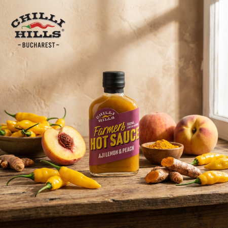 Sos picant Farmers cu ardei Aji Lemon și piersici – Chilli Hills [1]
