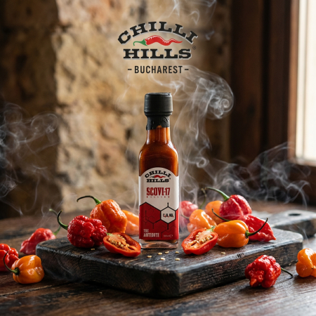 Sos picant Super Hot Scovi-17 cu ardei Carolina Reaper – Chilli Hills [1]