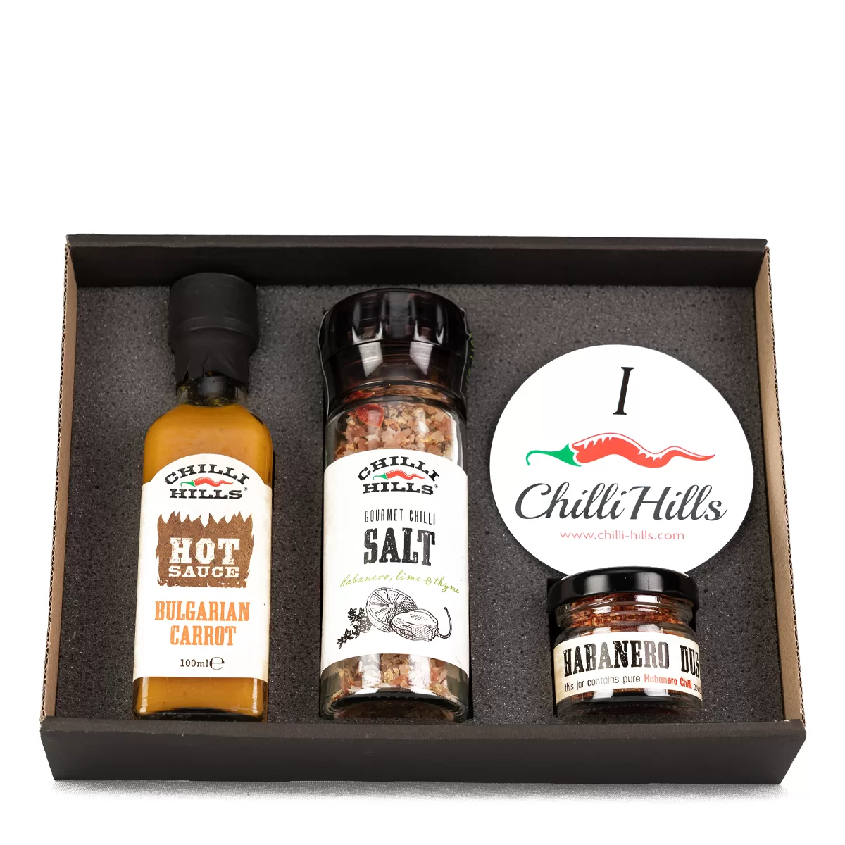 Seturi Cadou - Cutie cadou Tasty Hot Box cu sosuri picante echilibrate – Chilli Hills