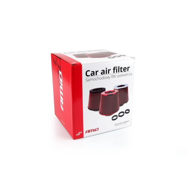 Filtru de aer conic rosu + chrome  cu 3 adaptoare [3]