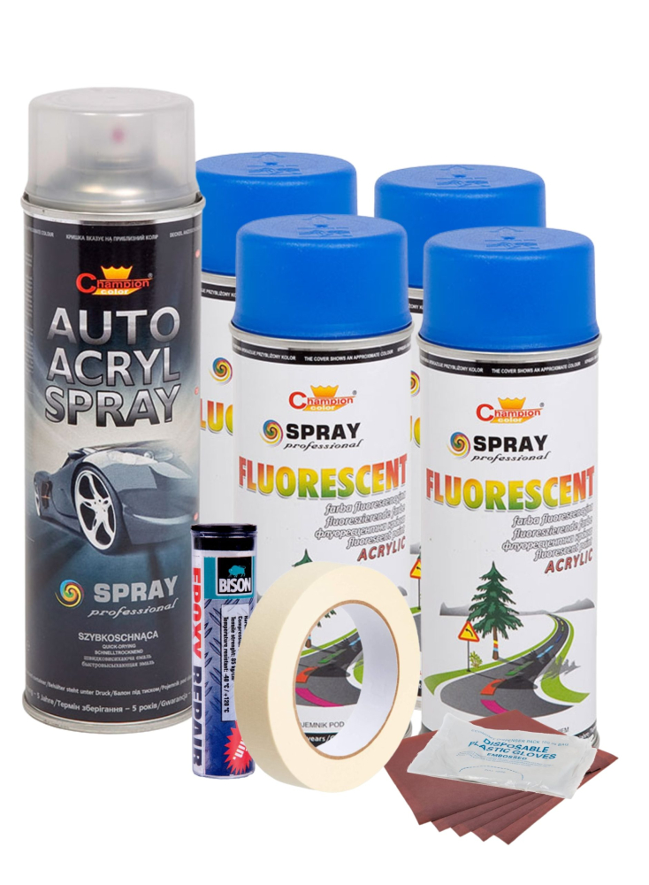 Kit complet reparatie si vopsire jante culoare Albastru Fluorescent, V4 [1]