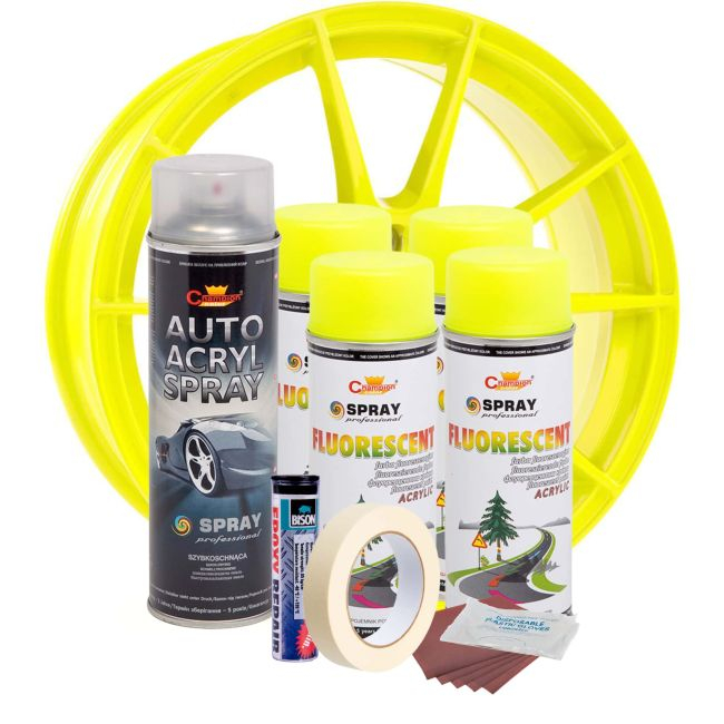 Kit complet reparatie si vopsire jante culoare Galben Fluorescent, V4 [2]