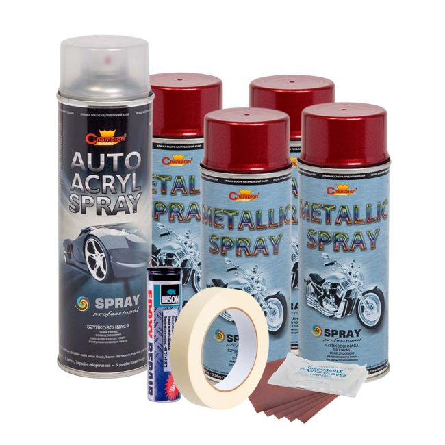 Kit complet reparatie si vopsire jante culoare Rosu Burgundy Metalizat, V4 [1]