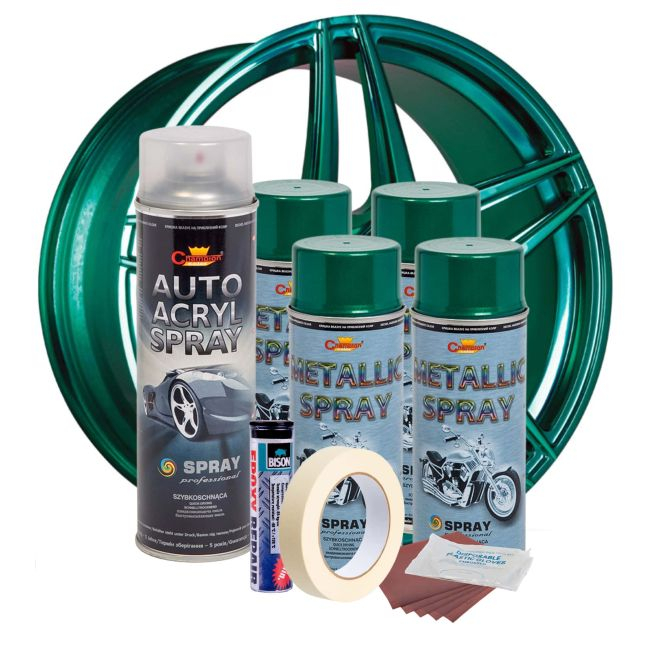 Kit complet reparatie si vopsire jante culoare Verde Metalizat, V4 [2]