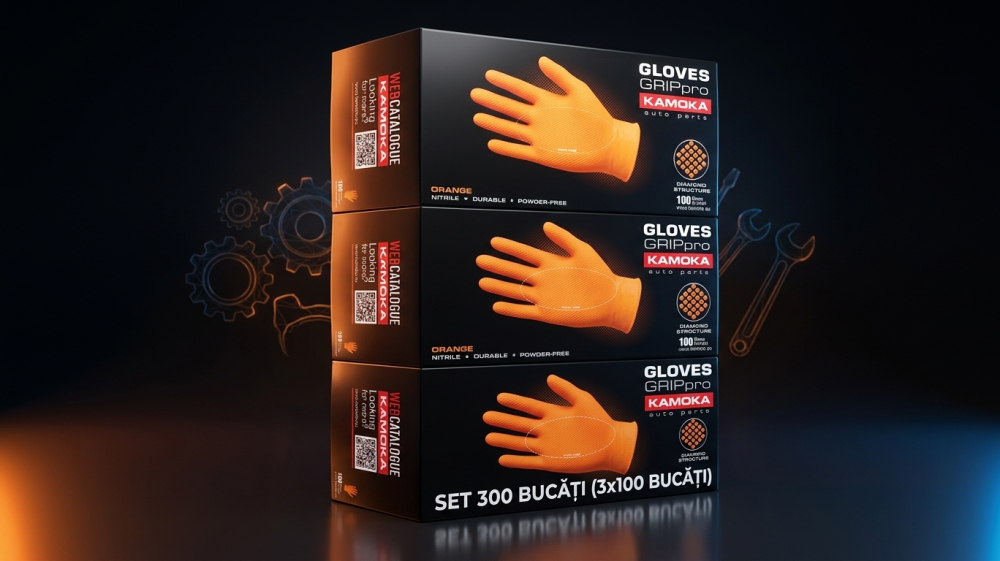 Pachet 3x Mănuși Nitril Portocalii Mărimea L - Set 300 Bucăți (3 Cutii), Texturate, Oferta Economică [2]