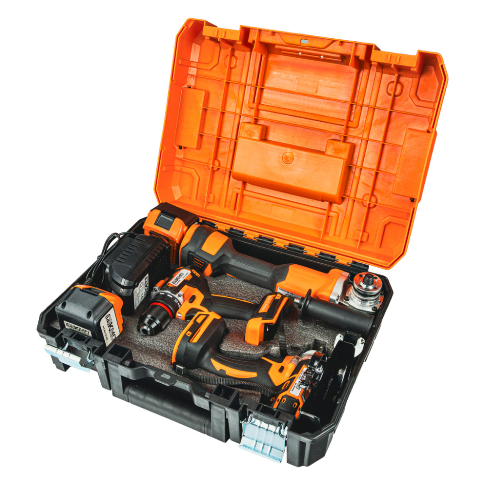 Set Scule cu Acumulator Baukraft BK-3-1: Polizor Unghiular, Masină de Înșurubat cu Impact și Masină de Găurit, 18V, 2 x 4Ah, Motor Brushless [2]