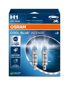 Halogen - Bec Auto OSRAM H1 COOL BLUE INTENSE 5000K 64150CBN-2HB – Pachet 2 bucăți, lumină albă rece