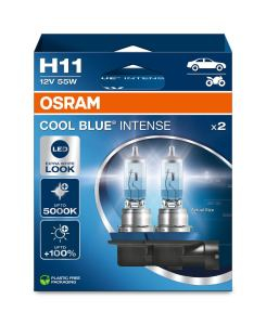 Halogen - Bec Auto OSRAM H11 COOL BLUE INTENSE 5000K 64211CBN-2HB – Pachet 2 bucăți, lumină albă rece