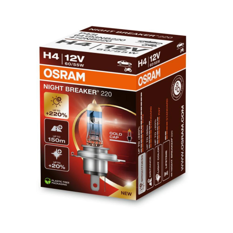 Halogen - Bec Auto OSRAM H4 NIGHT BREAKER 220% 64193NB220 – Luminozitate maximă, halogen performant