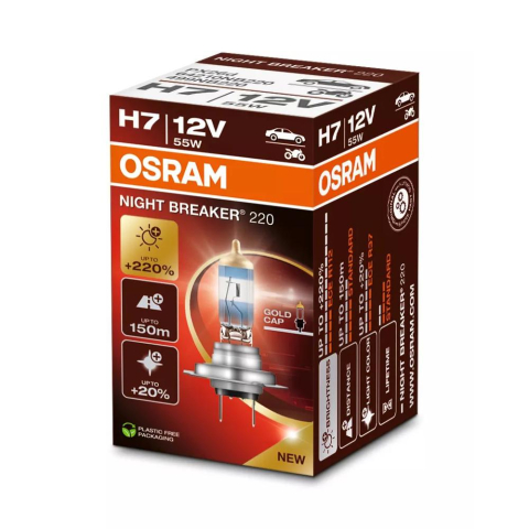 Halogen - Bec Auto OSRAM H7 NIGHT BREAKER 220% 64210NB220 – Halogen ultra luminos, +220% lumină