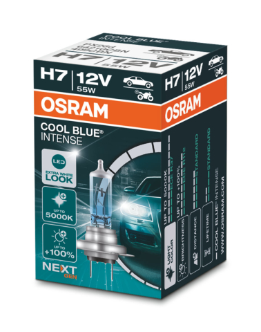 Halogen - Bec Auto OSRAM H7 COOL BLUE INTENSE 5000K 64210CBN – Lumină albă rece, aspect LED