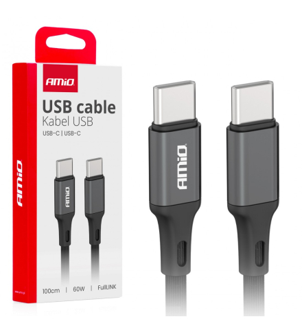 Accesorii Auto - CABLU DE ÎNCĂRCARE ȘI DATE AMIO FullLINK, USB-C LA USB-C, 60W, 100 CM