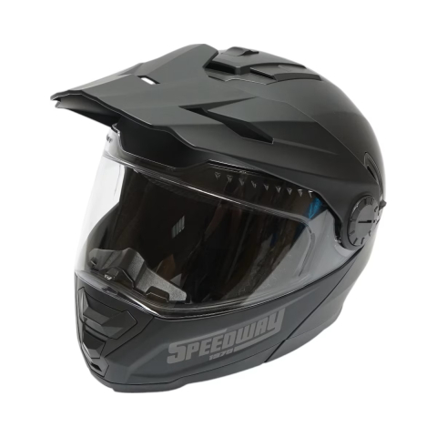 Echipamente Protectie Off-Road, ATV, SSV - Casca motocross integrala, negru mat cu viziera transparenta si ochelari de soare marimea XL, model LION