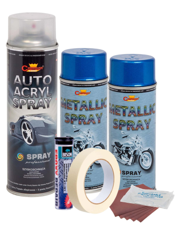 Vopsele Auto - Kit complet reparatie si vopsire jante culoare Albastru Metalizat, V2