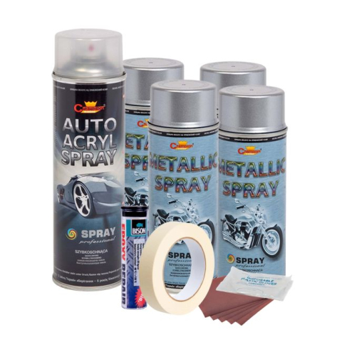 Kit Reconditionare Jante - Kit complet reparatie si vopsire jante culoare Argintiu Metalizat, V4