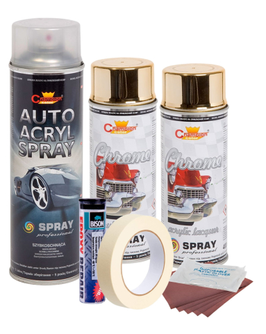 Vopsele Auto - Kit complet reparatie si vopsire jante culoare Auriu Metalic, V2